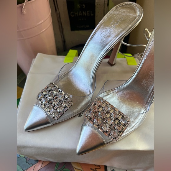 FINAL SALE💐GIAMBATTISTA VALLI crystal embellished pvc ankle-strap pumps 🍀 - Picture 4 of 15